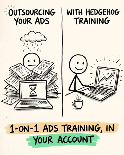 Hedgehog ad: outsourcing your ads versus running them yourself