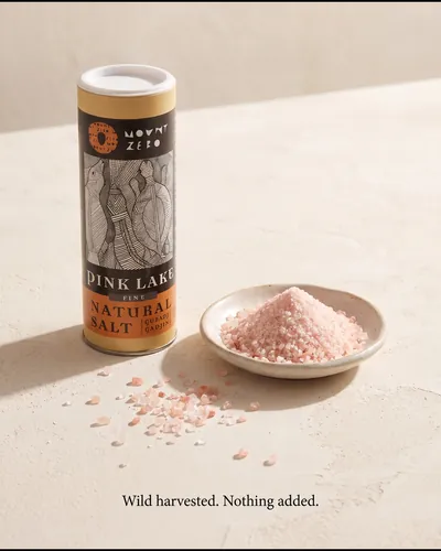 Mount Zero Olives ad: Pink Lake salt, wild harvested, nothing added
