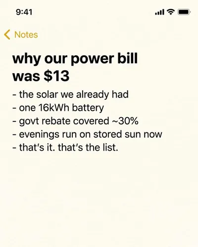 Wattle Power notes-app ad: why our power bill was $13
