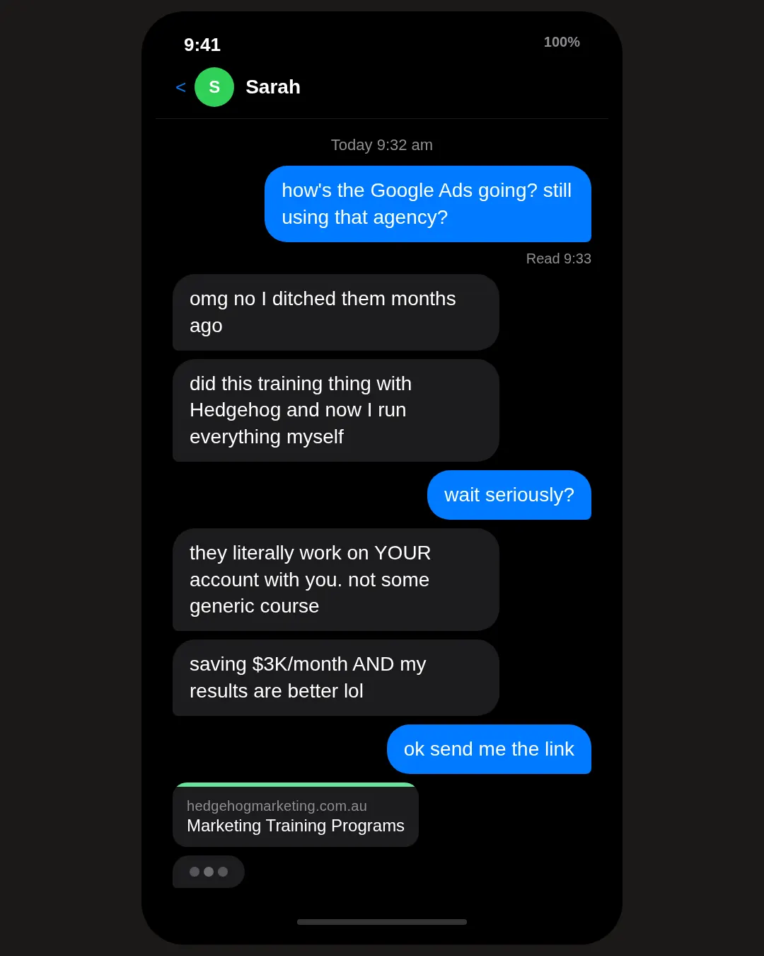 Client testimonial